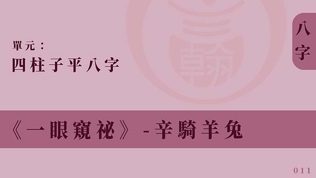 四柱子平八字｜單元 011 ◆ 辛騎羊兔